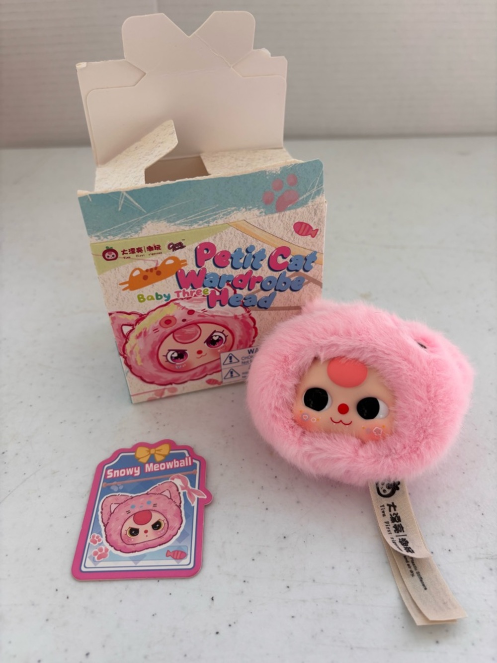 Petit Cat Wardrobe 'Snowy Meowball' Plush Head - Pink